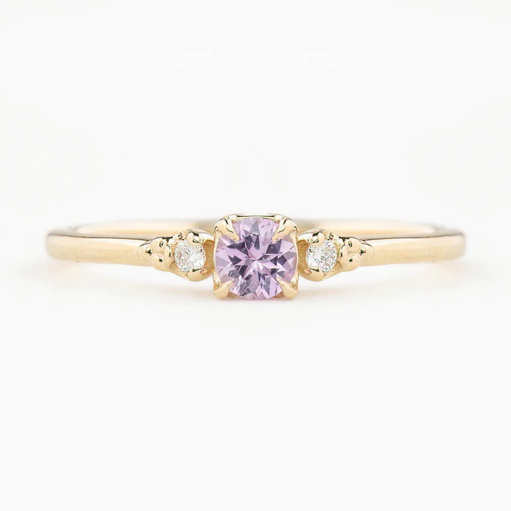 Estel Ring 4mm 0.35ct Light Pink Umba Sapphire 14K Yellow Gold