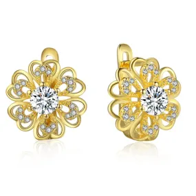 Flower Zirconia Luxury Hoop Earrings for Women