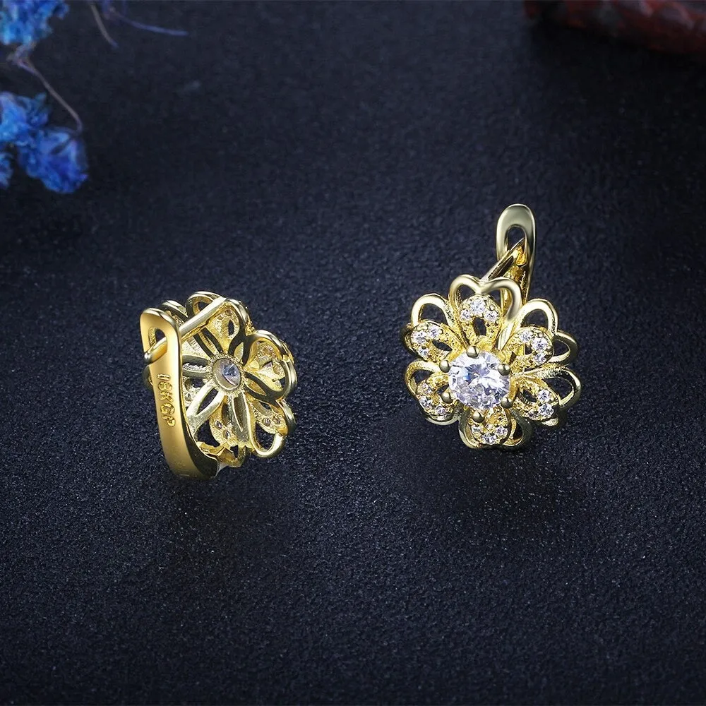 Flower Zirconia Luxury Hoop Earrings for Women