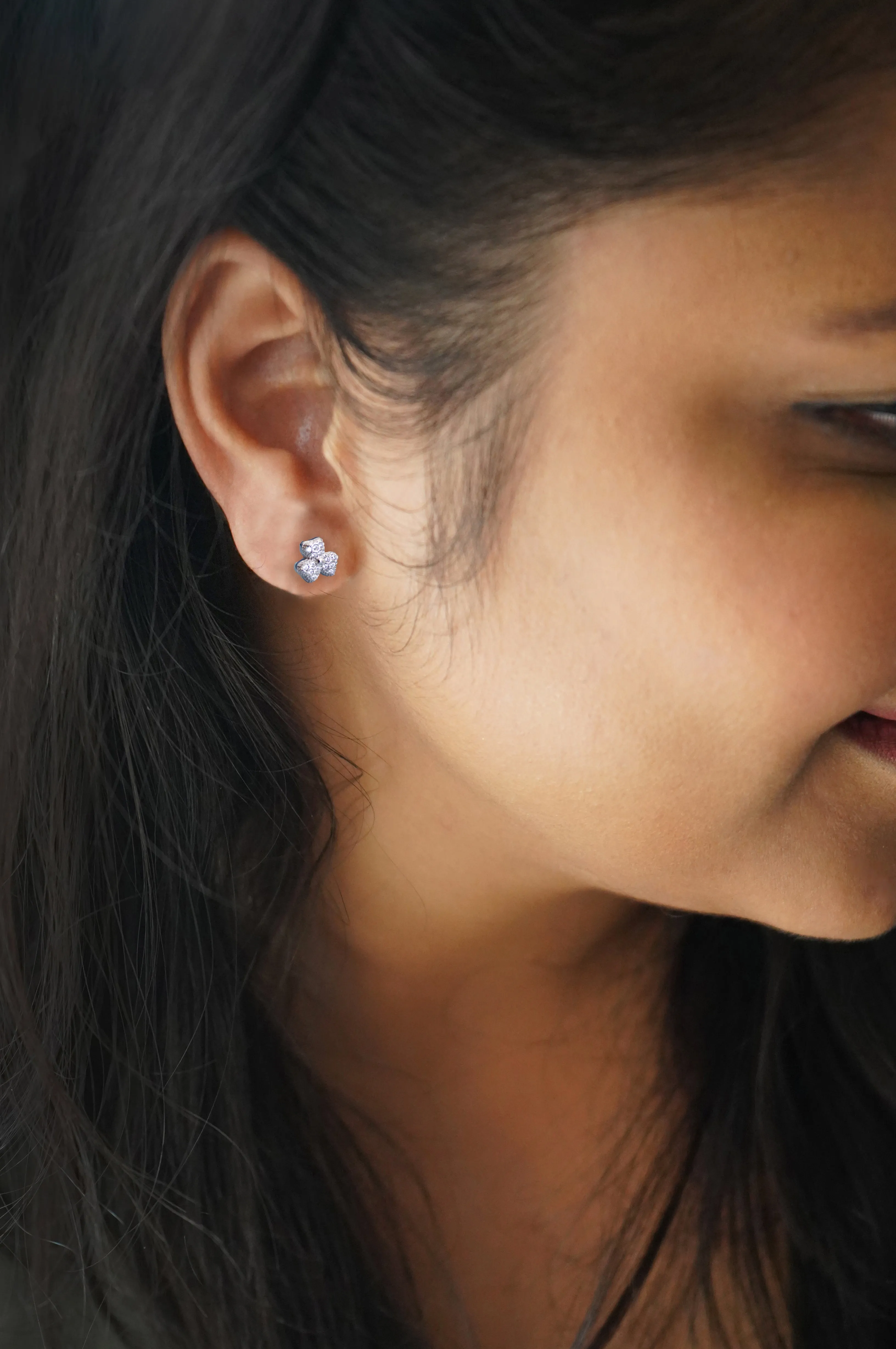 Happy Flower Mini Sterling Silver Stud Earrings