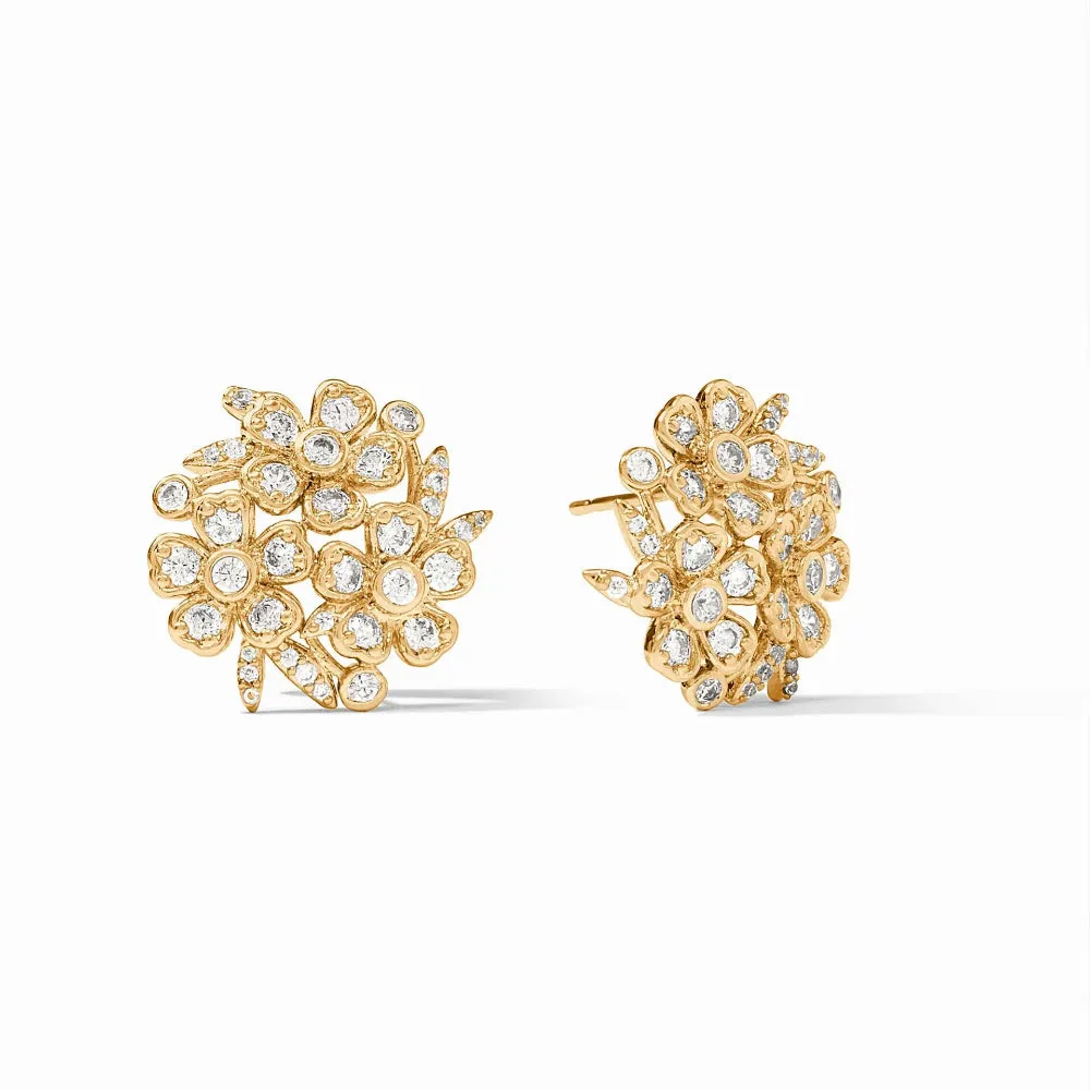 Julie Vos Laurel Statement Stud Gold Cubic Zirconia