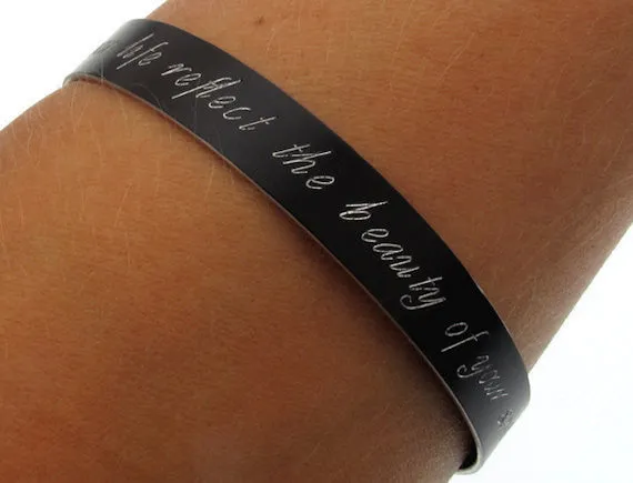 Latitude Longitude Bangle - Custom Black Bracelet