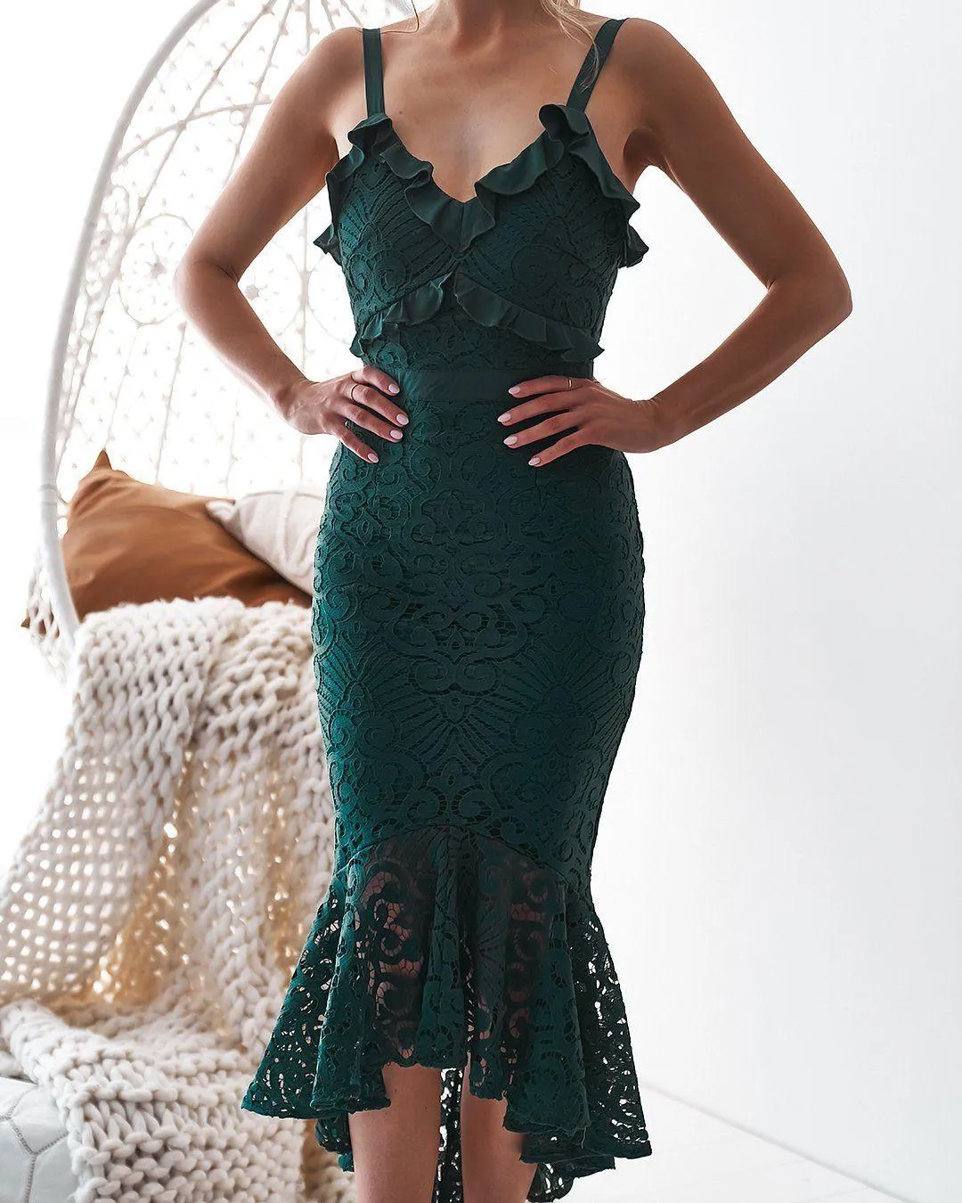 Leanne Dress In Emerald Green