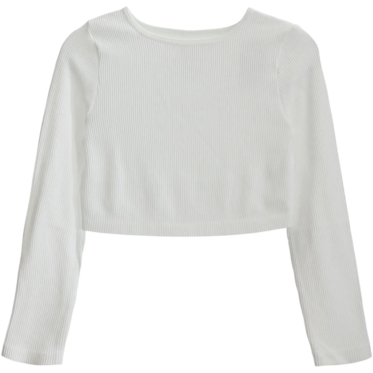 Long Sleeve High Neck Rib Crop Top