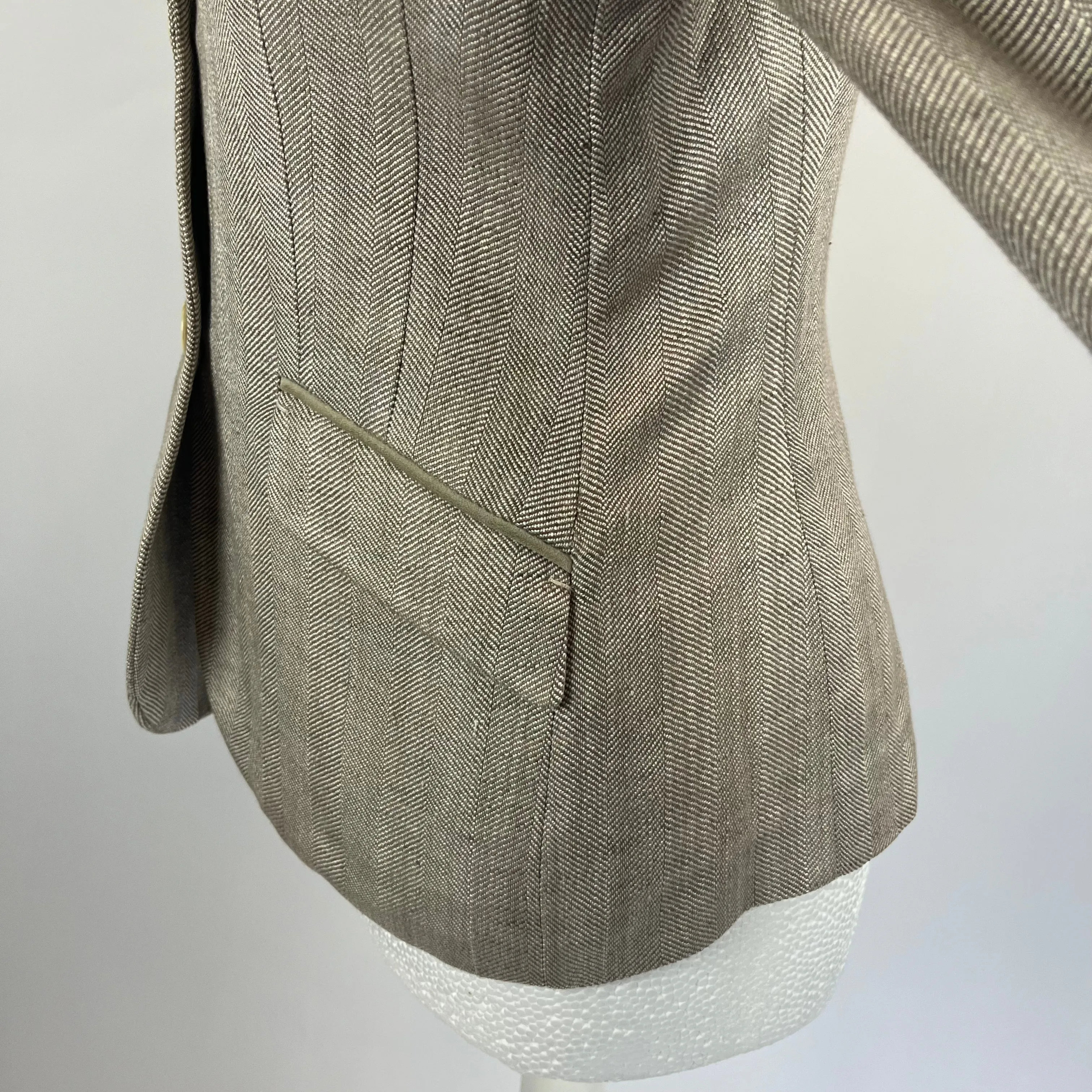 Loro Piana Camel Herringbone Linen & Silk Jacket S