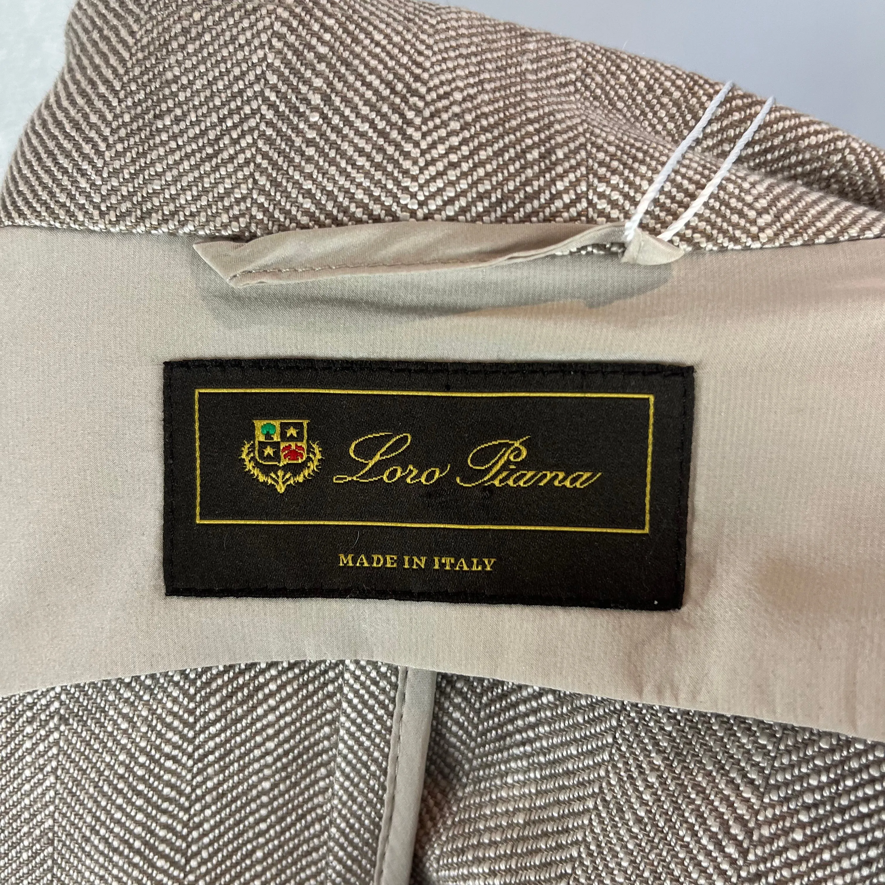 Loro Piana Camel Herringbone Linen & Silk Jacket S