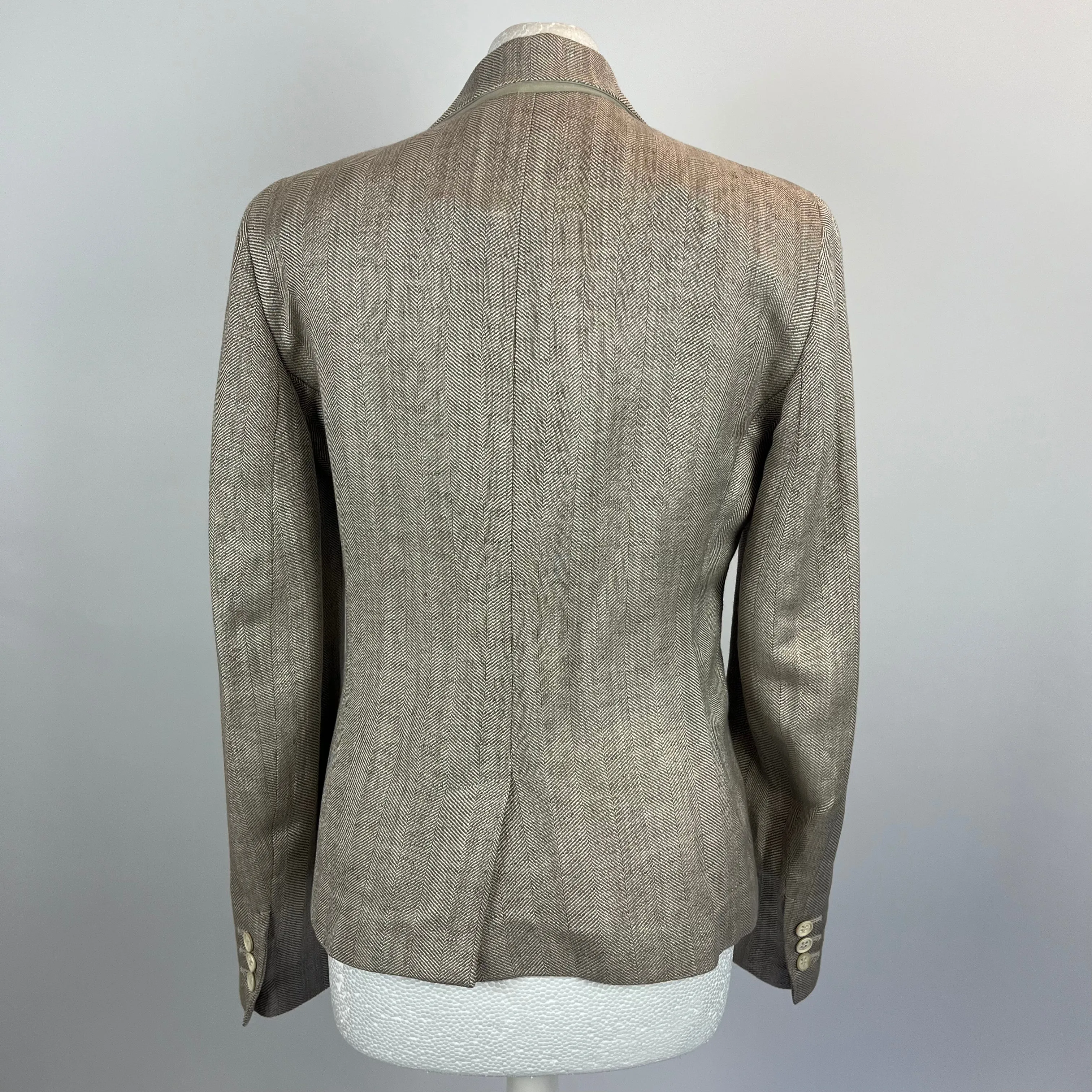 Loro Piana Camel Herringbone Linen & Silk Jacket S