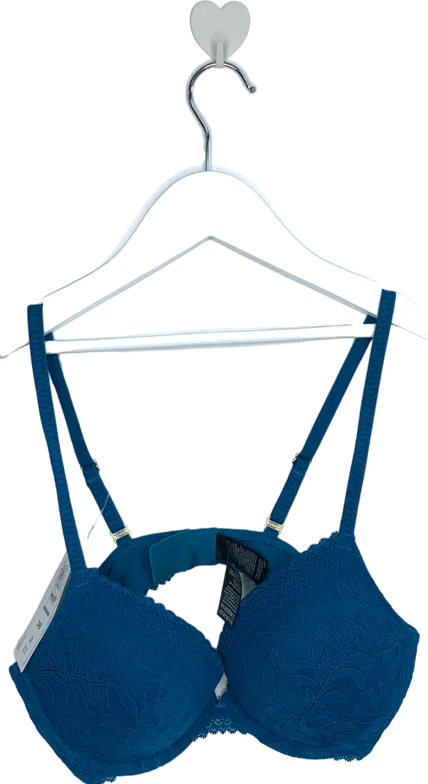 M&S Blue Flexifit Push Up Plunge With Recycled Nylon UK 34B