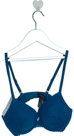 M&S Blue Flexifit Push Up Plunge With Recycled Nylon UK 34B