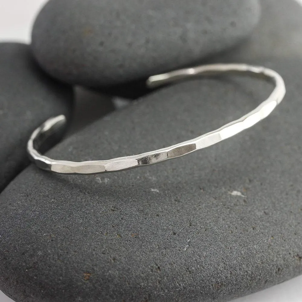 Medium Hammered Silver Cuff Bracelet