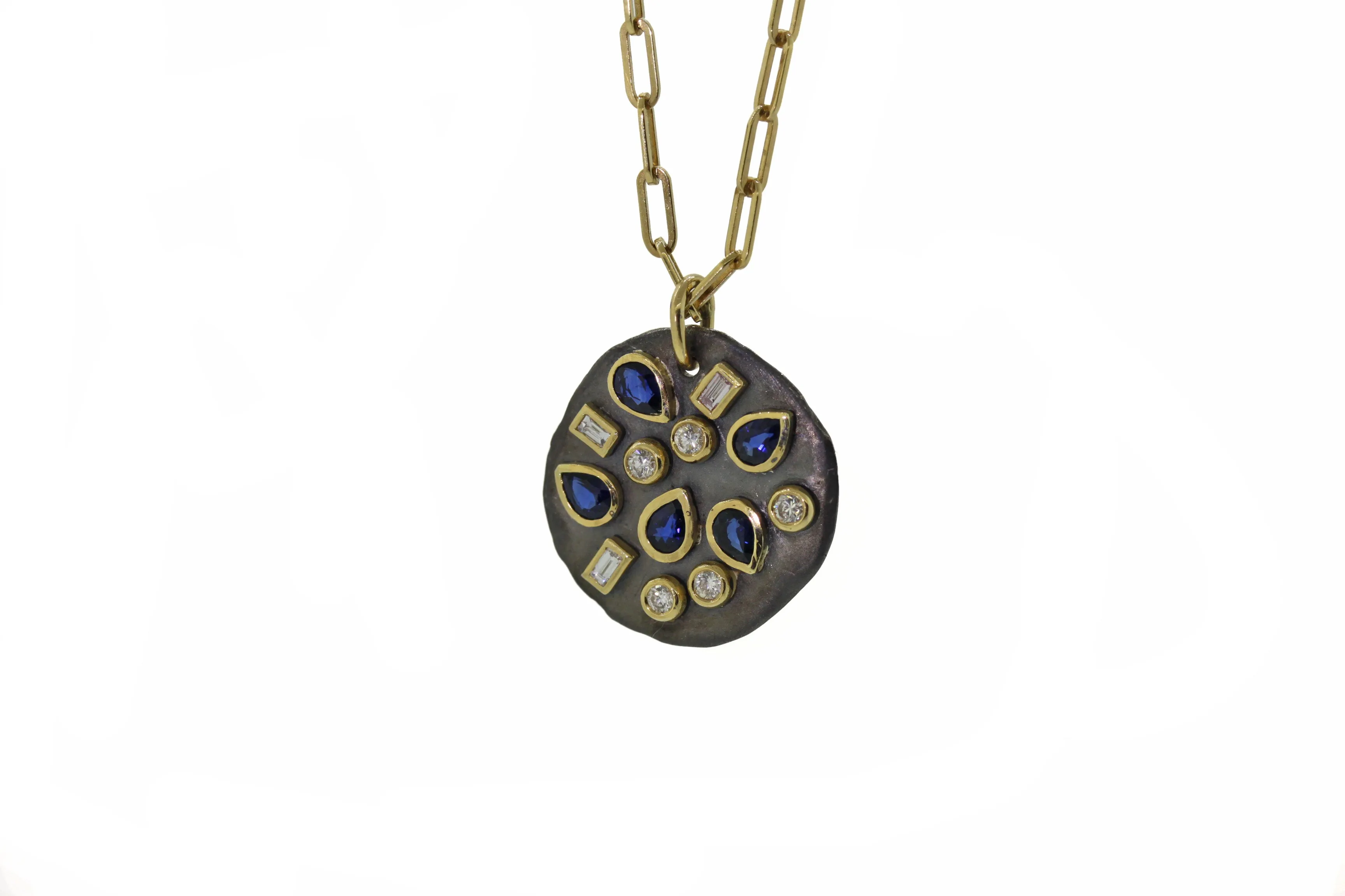 Multicolored Diamond Disc Necklace