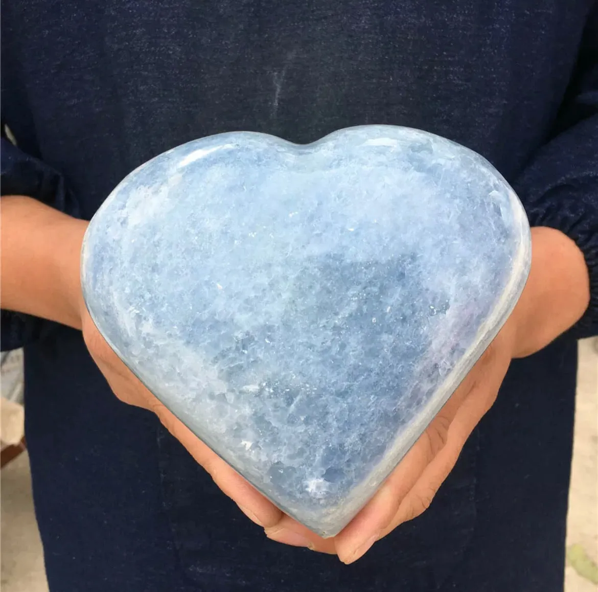 Natural Blue Calcite Gemstone Quartz crystal Heart