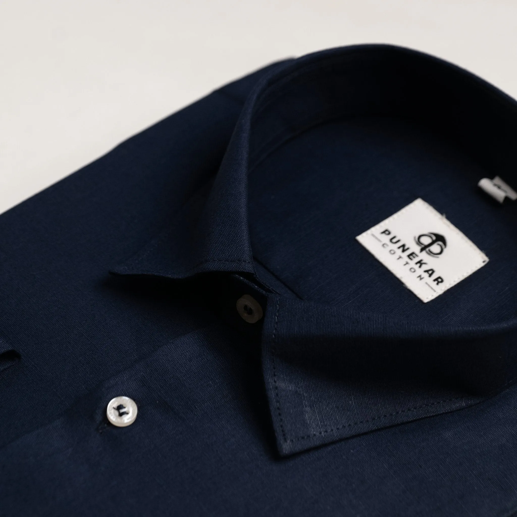 Navy Blue Color Solid Pure Cotton For Men