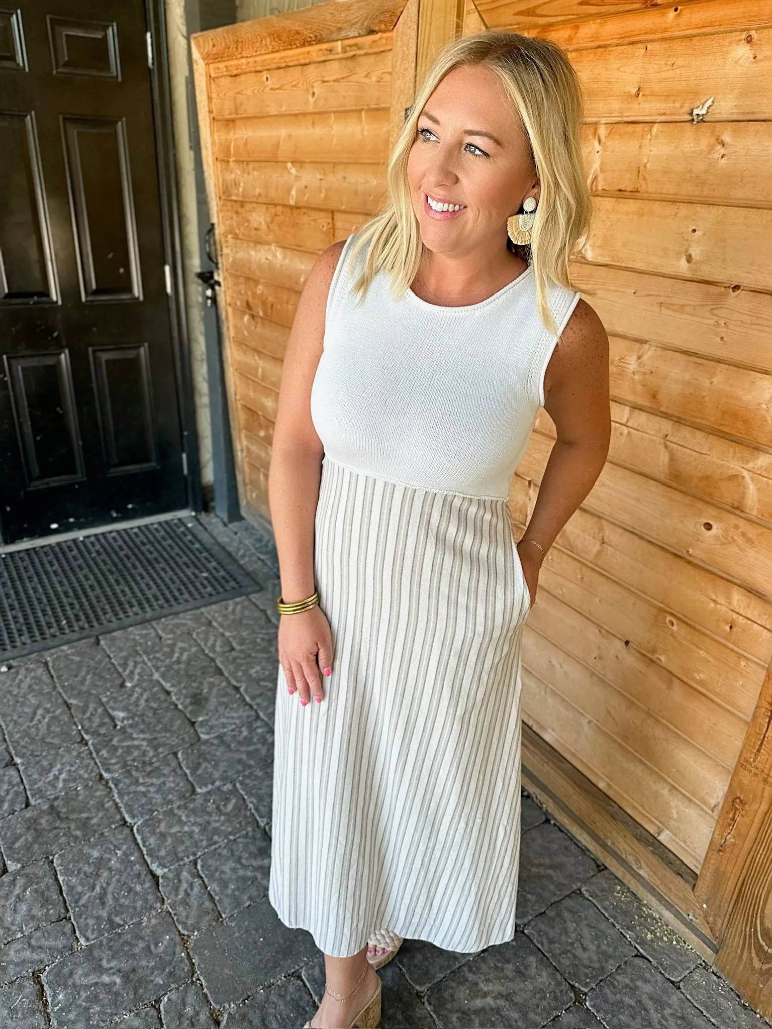 Now It’s Time Striped Midi Dress