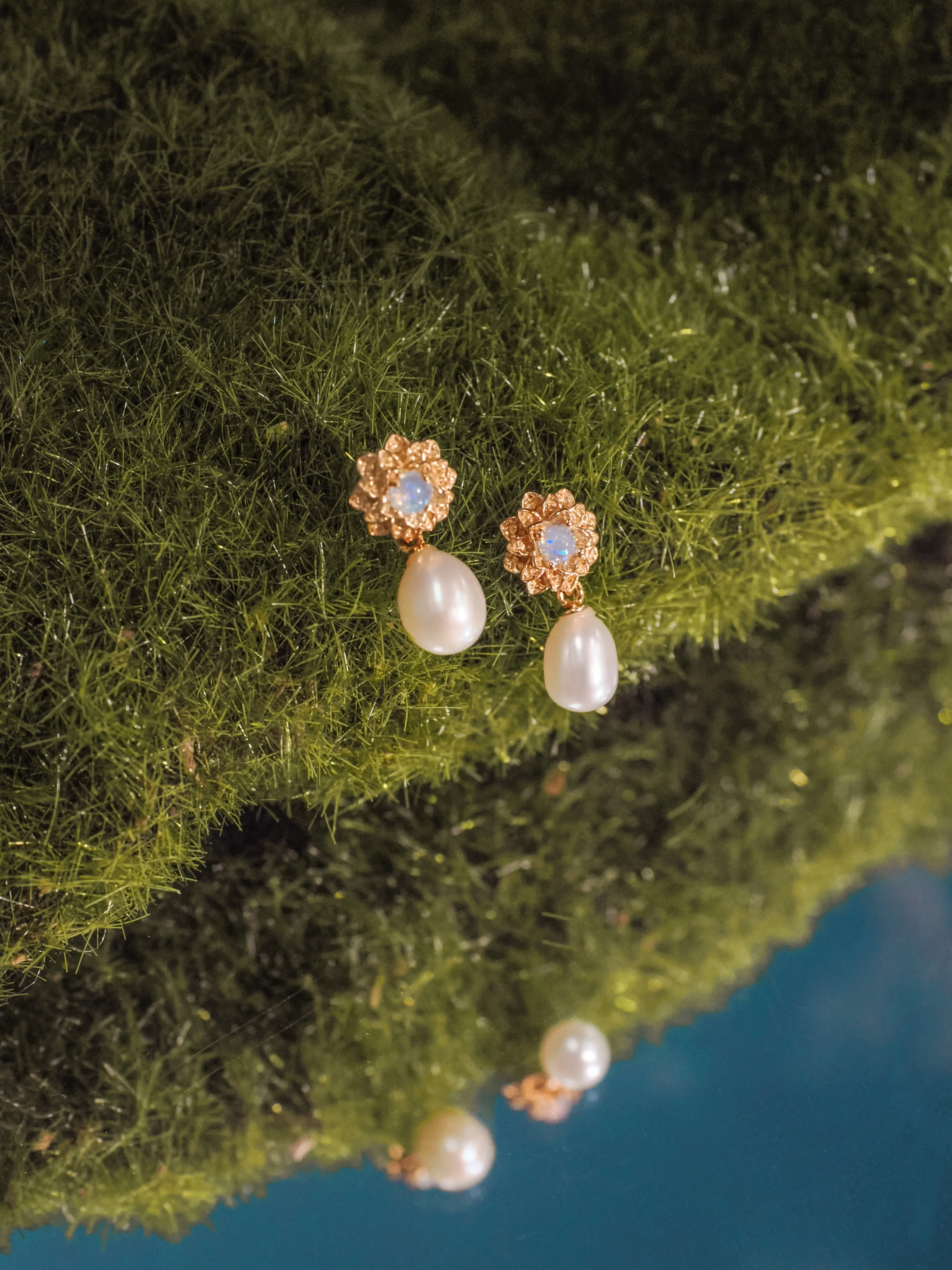 Opal & Freshwater Pearl Gold Earrings - Marigold