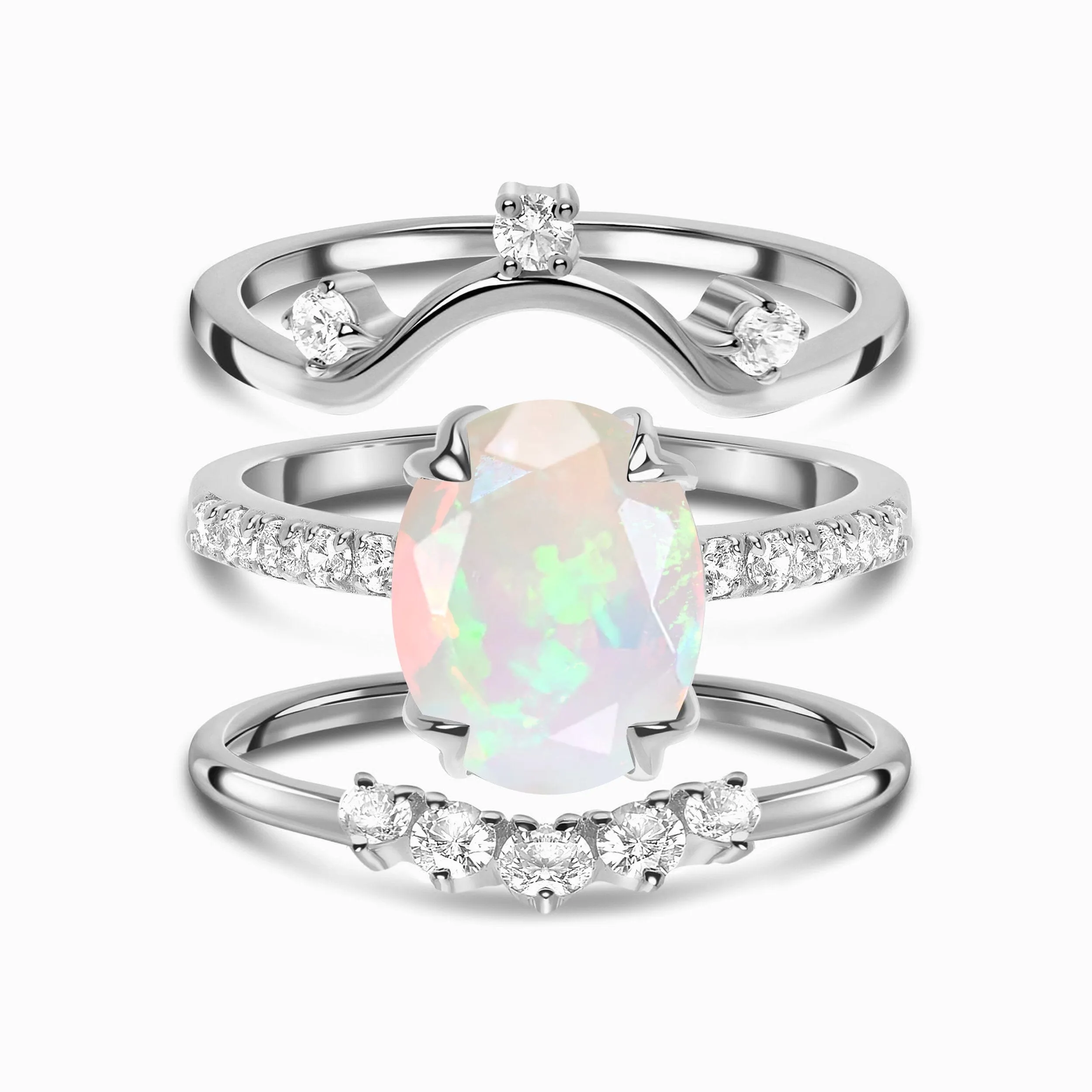 Opal Harlow Ring & Wreath Band & Archer Band