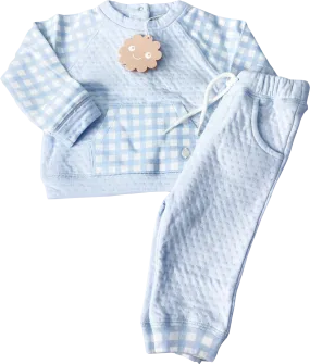 Patachou Blue Check Jersey 2-piece Set BNWT 3-6 Months