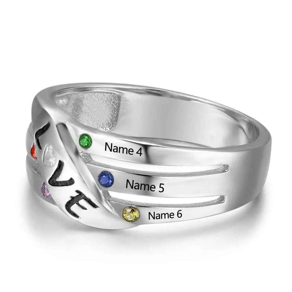 Personalized Custom Birthstone Sterling Silver Ring