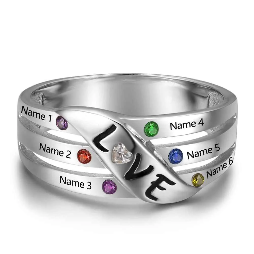 Personalized Custom Birthstone Sterling Silver Ring