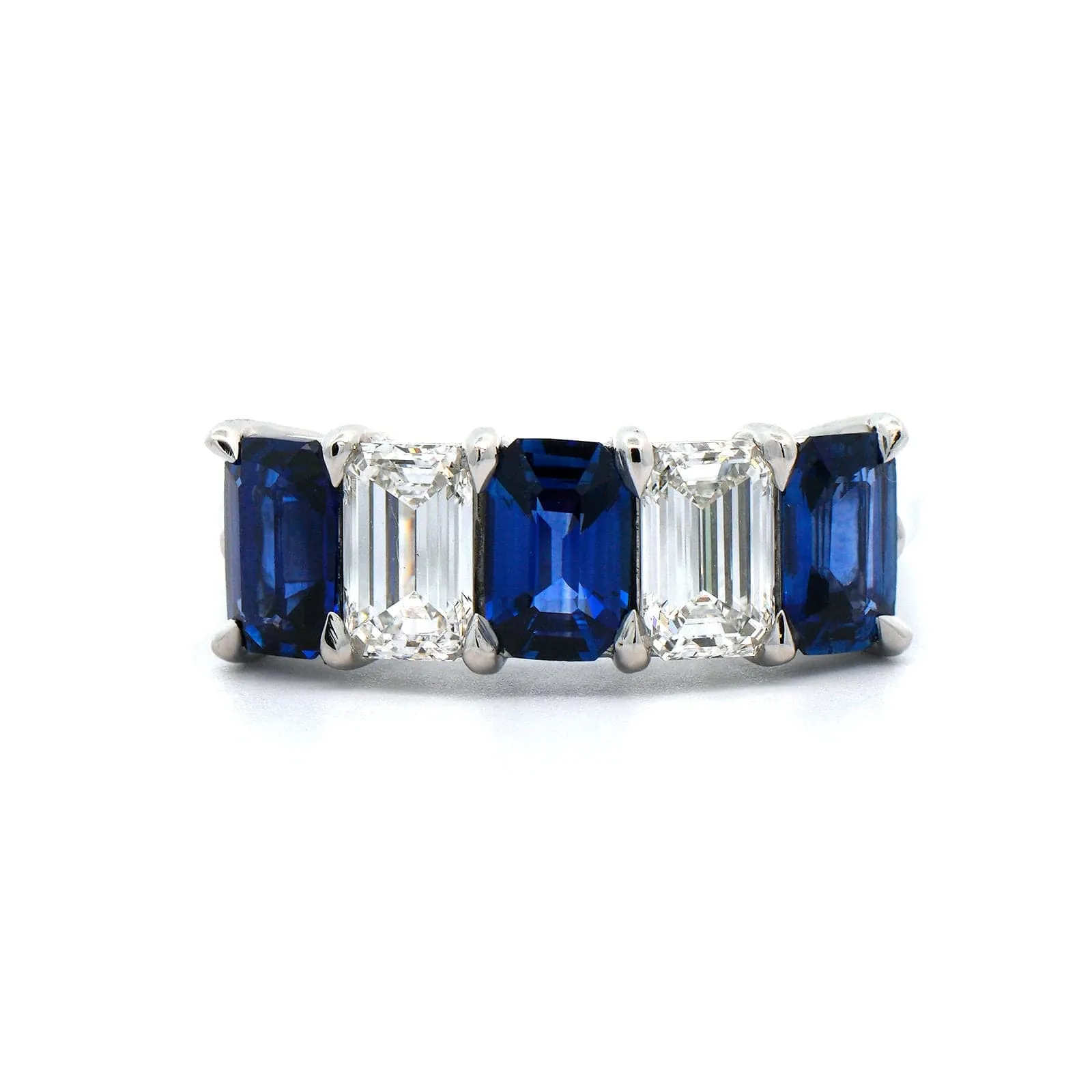 Platinum 5 Stone Sapphire and Diamond Band