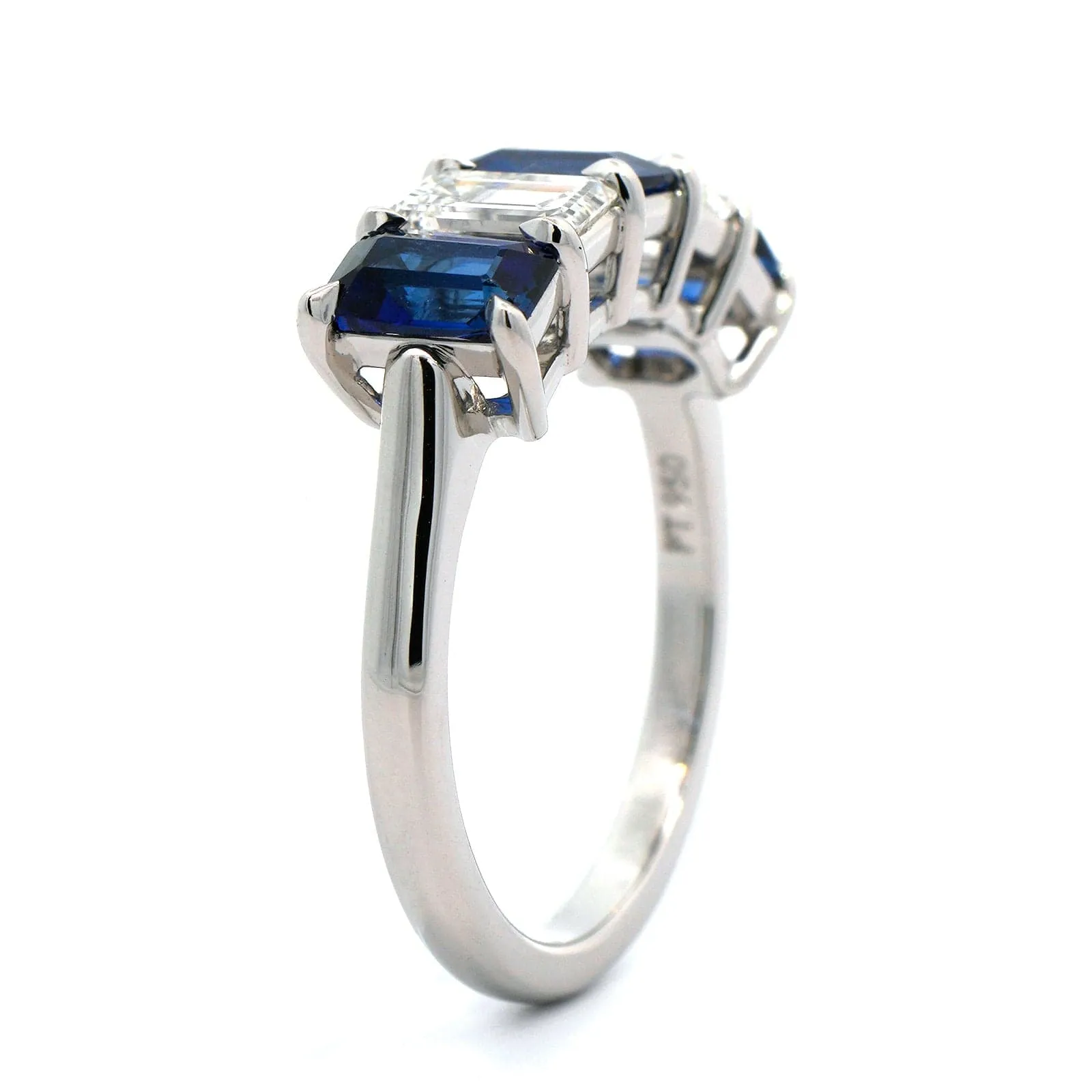 Platinum 5 Stone Sapphire and Diamond Band