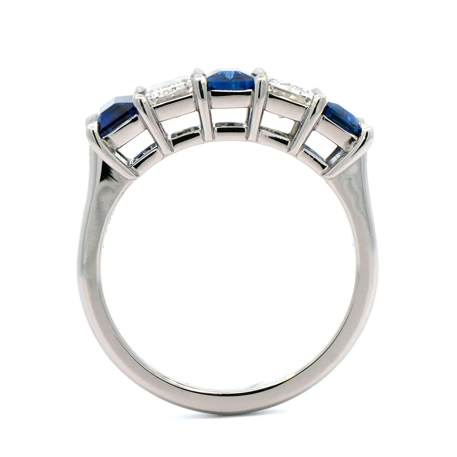 Platinum 5 Stone Sapphire and Diamond Band