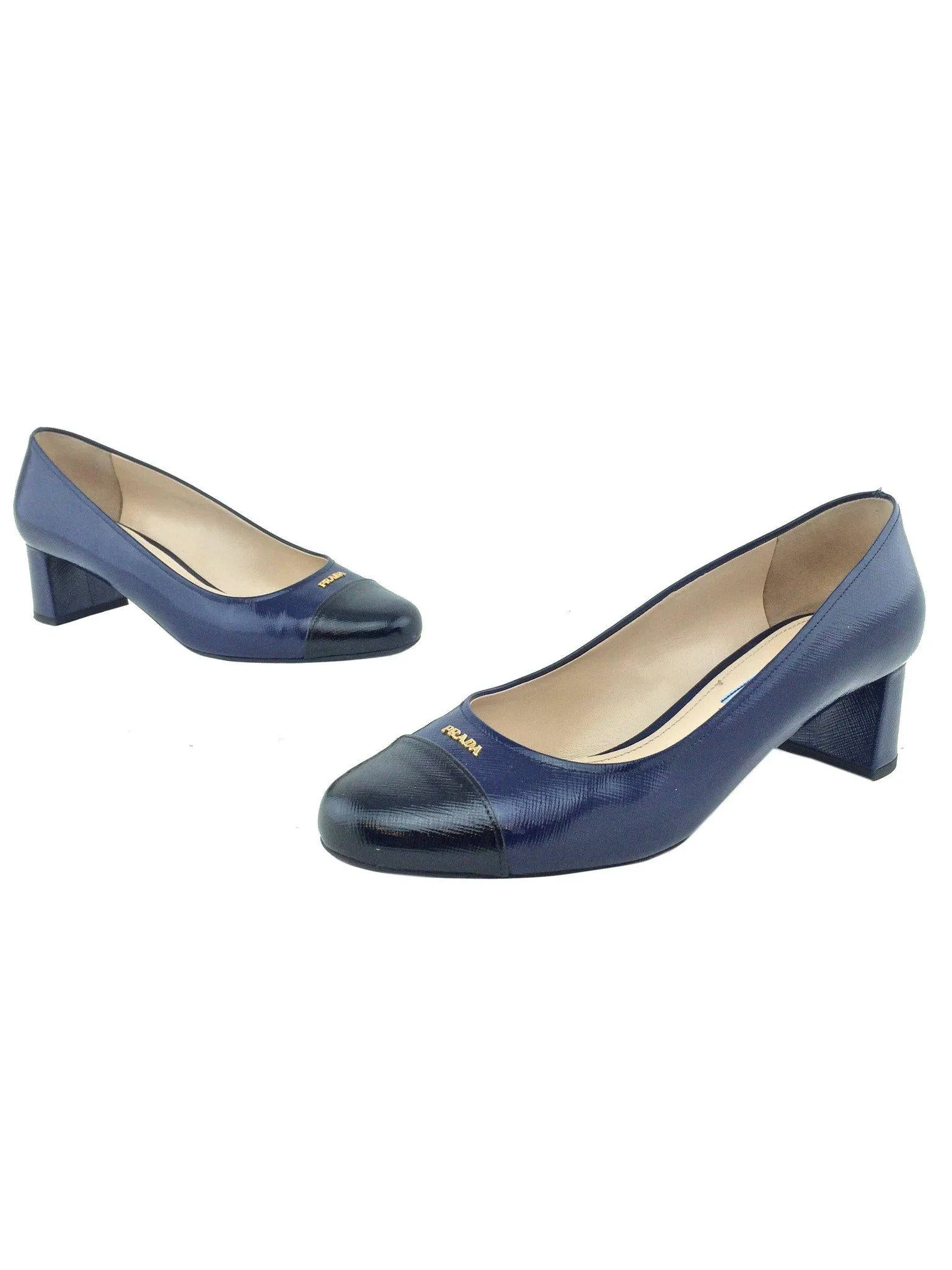 Prada Vernice Saffiano Cap Toe Pumps Size 9 | IT39