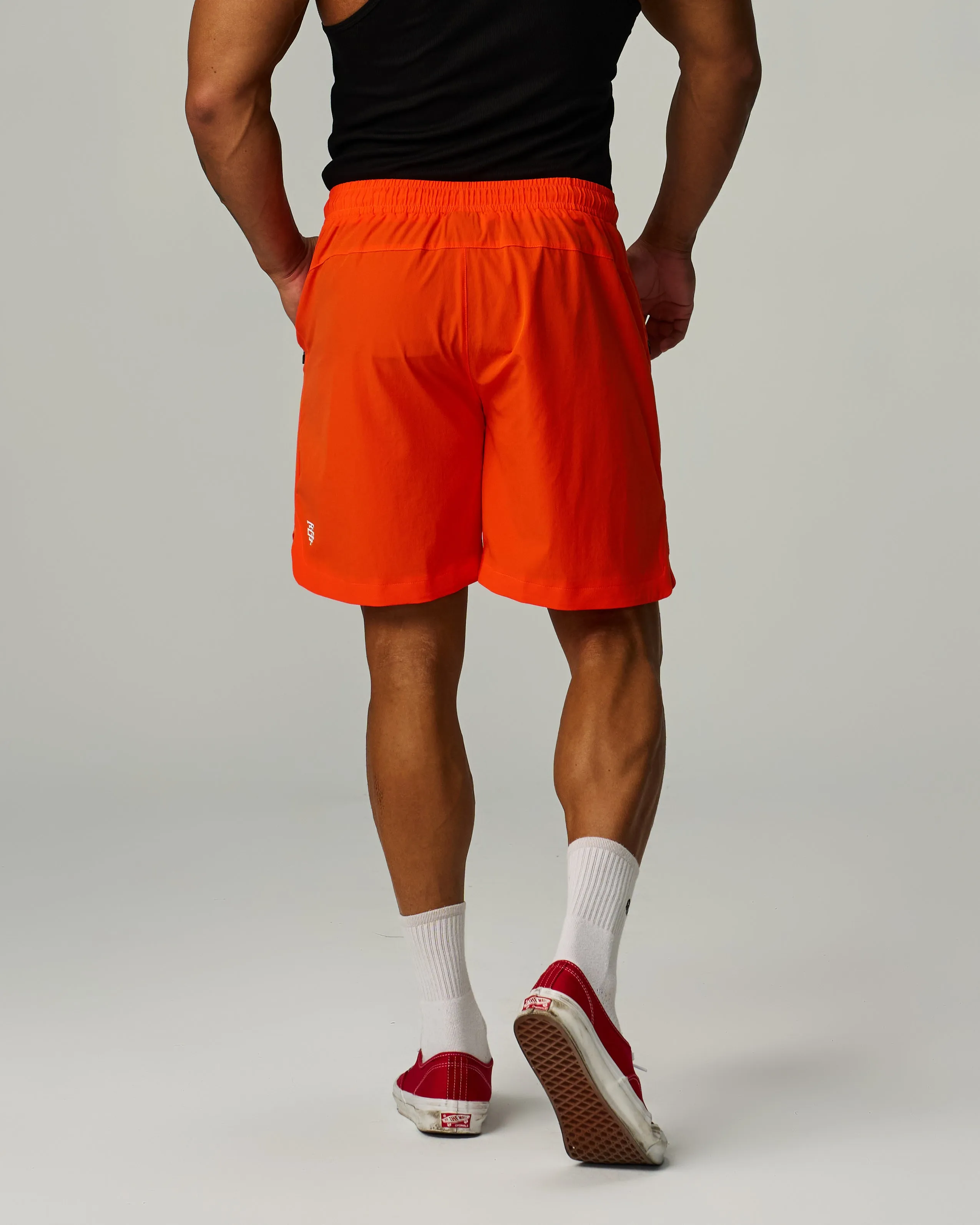 Quad Logo Side Slit Stretch Shorts