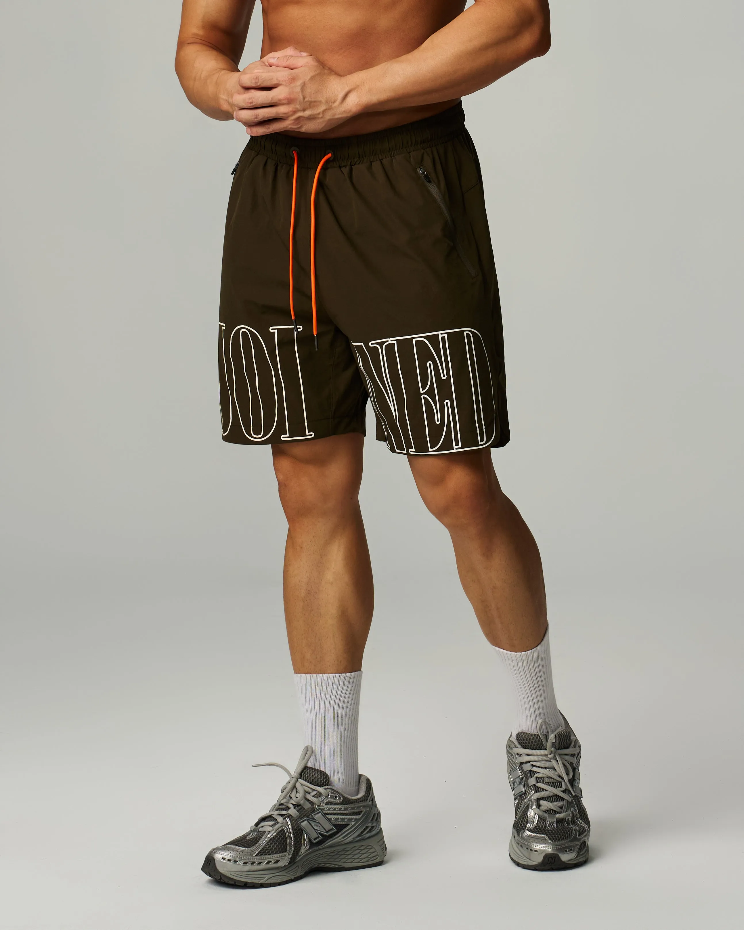 Quad Logo Side Slit Stretch Shorts