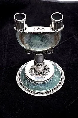 Roman Glass Antique Candlesticks Sterling Silver 925 W/Certificate