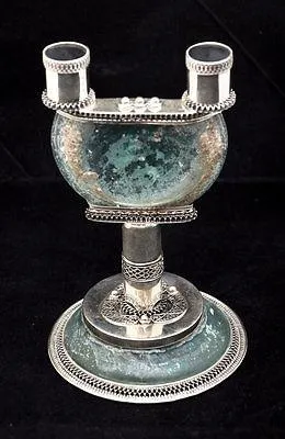 Roman Glass Antique Candlesticks Sterling Silver 925 W/Certificate