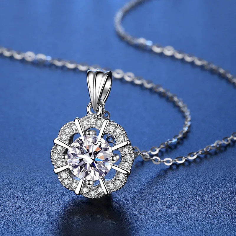 Round Wrapped Flower Ball Moissanite Necklace