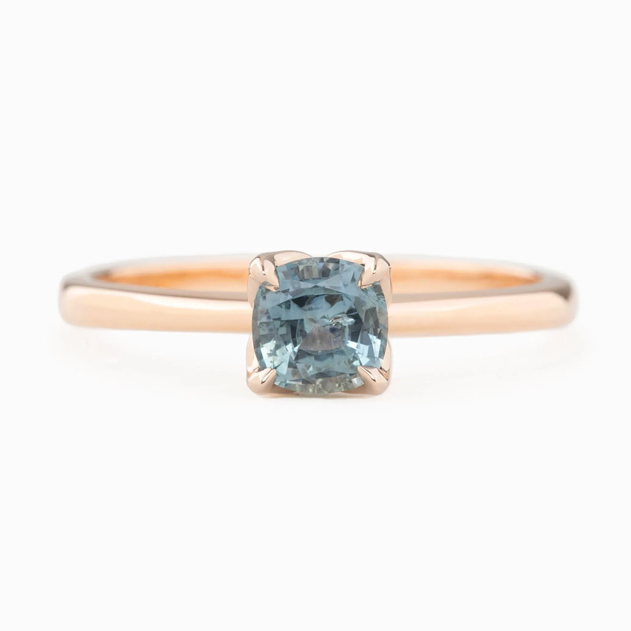 Sara Ring - 5mm 0.70ct Light Blue Montana Sapphire, 14k rose gold