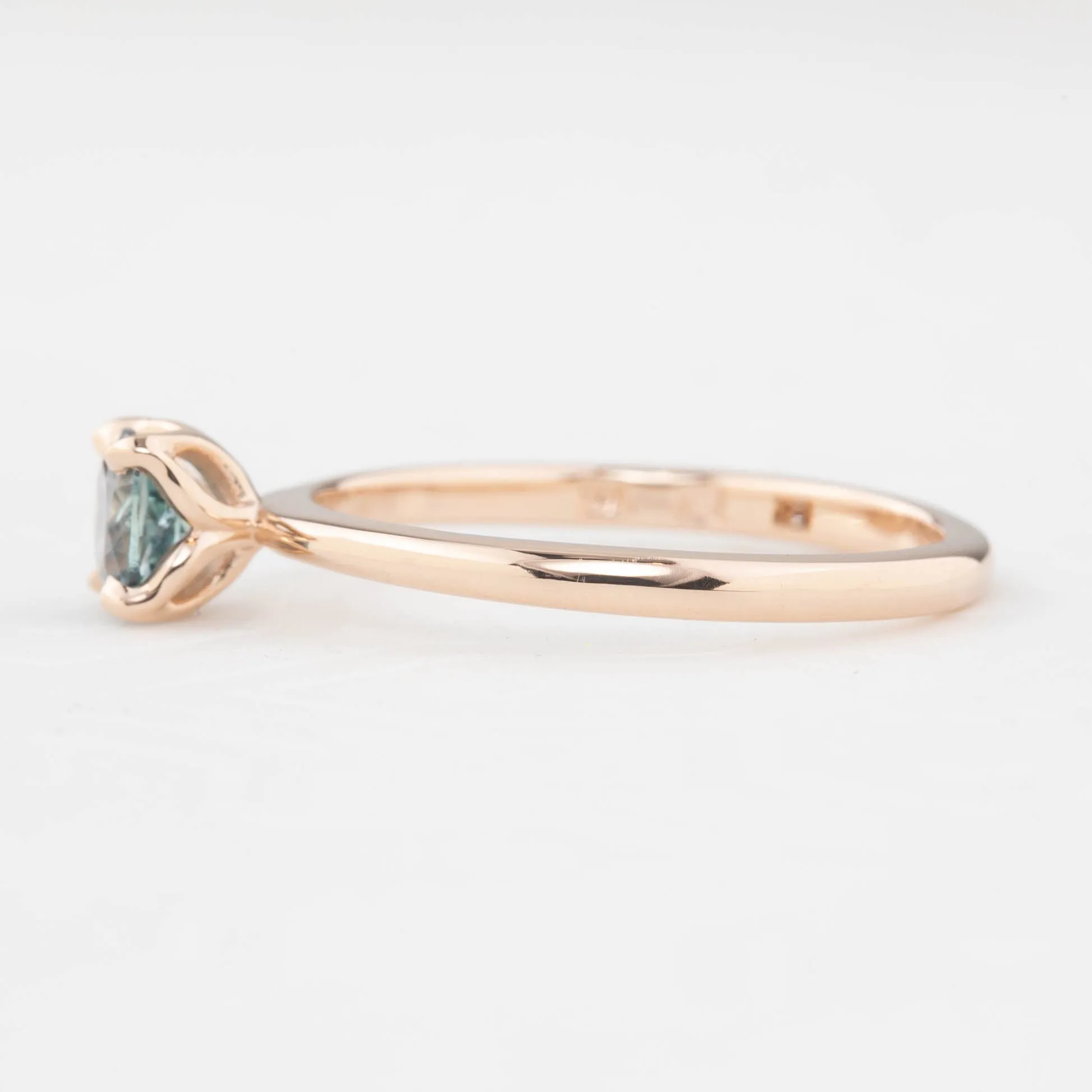 Sara Ring - 5mm 0.70ct Light Blue Montana Sapphire, 14k rose gold