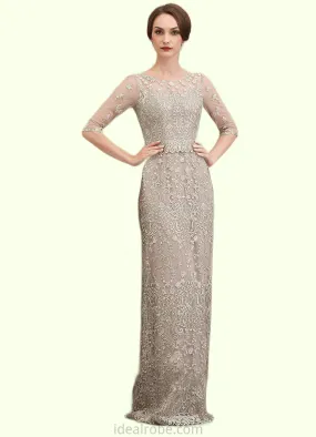 Scarlett Sheath/Column Scoop Neck Sweep Train Chiffon Lace Mother of the Bride Dress STK126P0014716