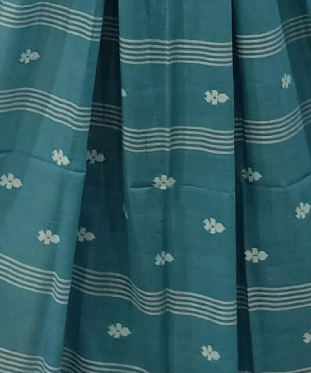 Sea green handwoven cotton jamdani dupatta