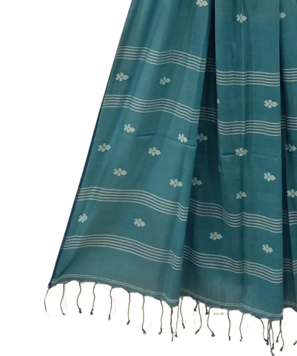 Sea green handwoven cotton jamdani dupatta