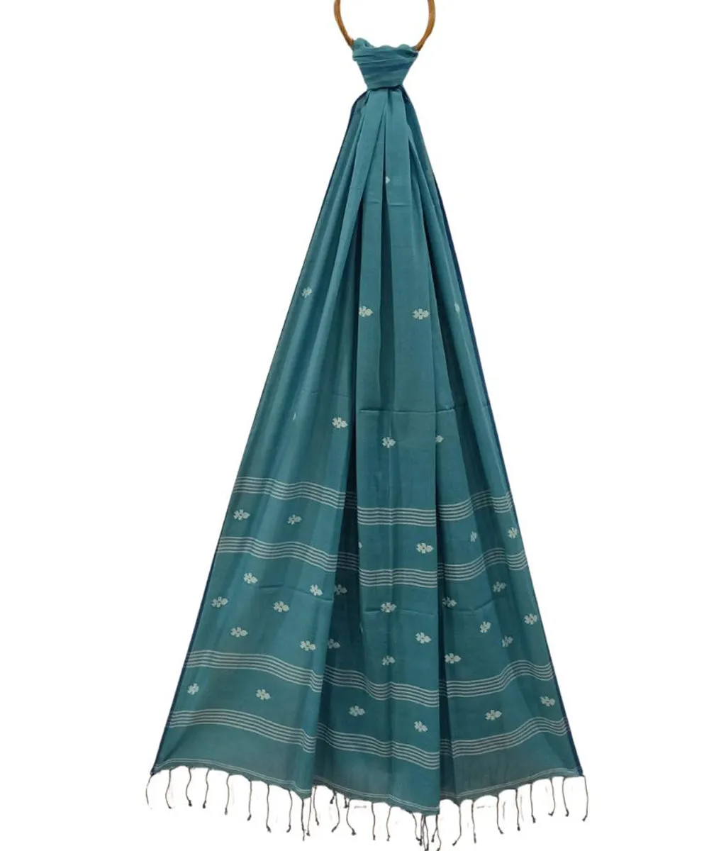 Sea green handwoven cotton jamdani dupatta