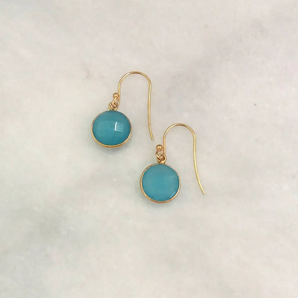 Seafoam Green Chalcedony Single Drop Hook Earrings