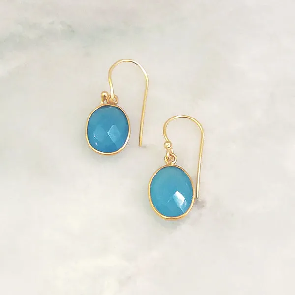 Seafoam Green Chalcedony Single Drop Hook Earrings