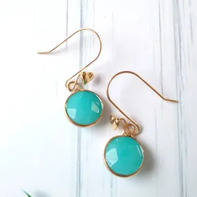 Seafoam Green Chalcedony Single Drop Hook Earrings