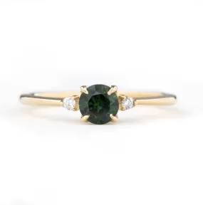 Sofia Ring 4.75mm 0.55ct Queensland Round Green Sapphire, 14k Yellow Gold