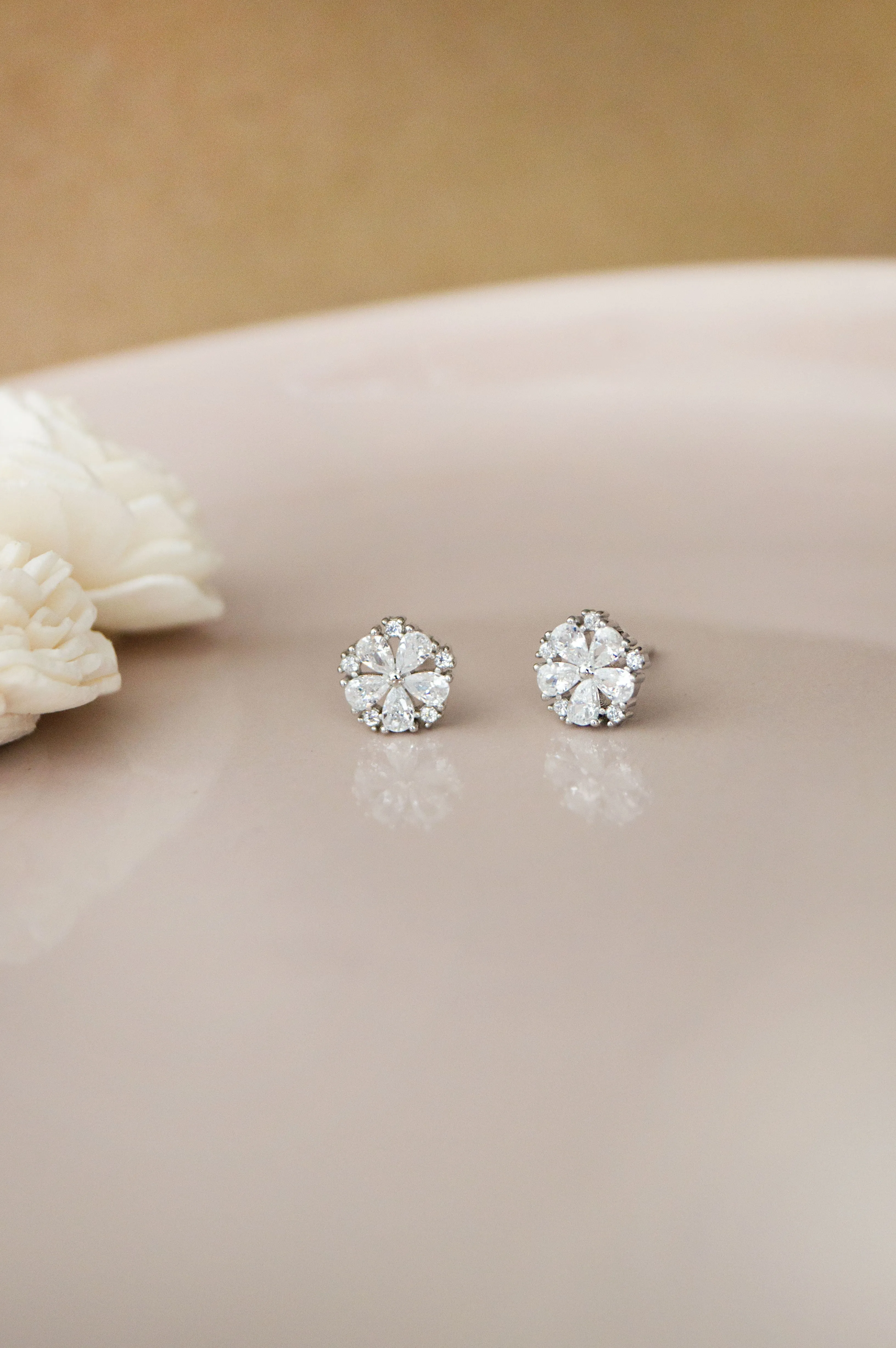 Sunshine Tiny Flower Sterling Silver Stud Earrings