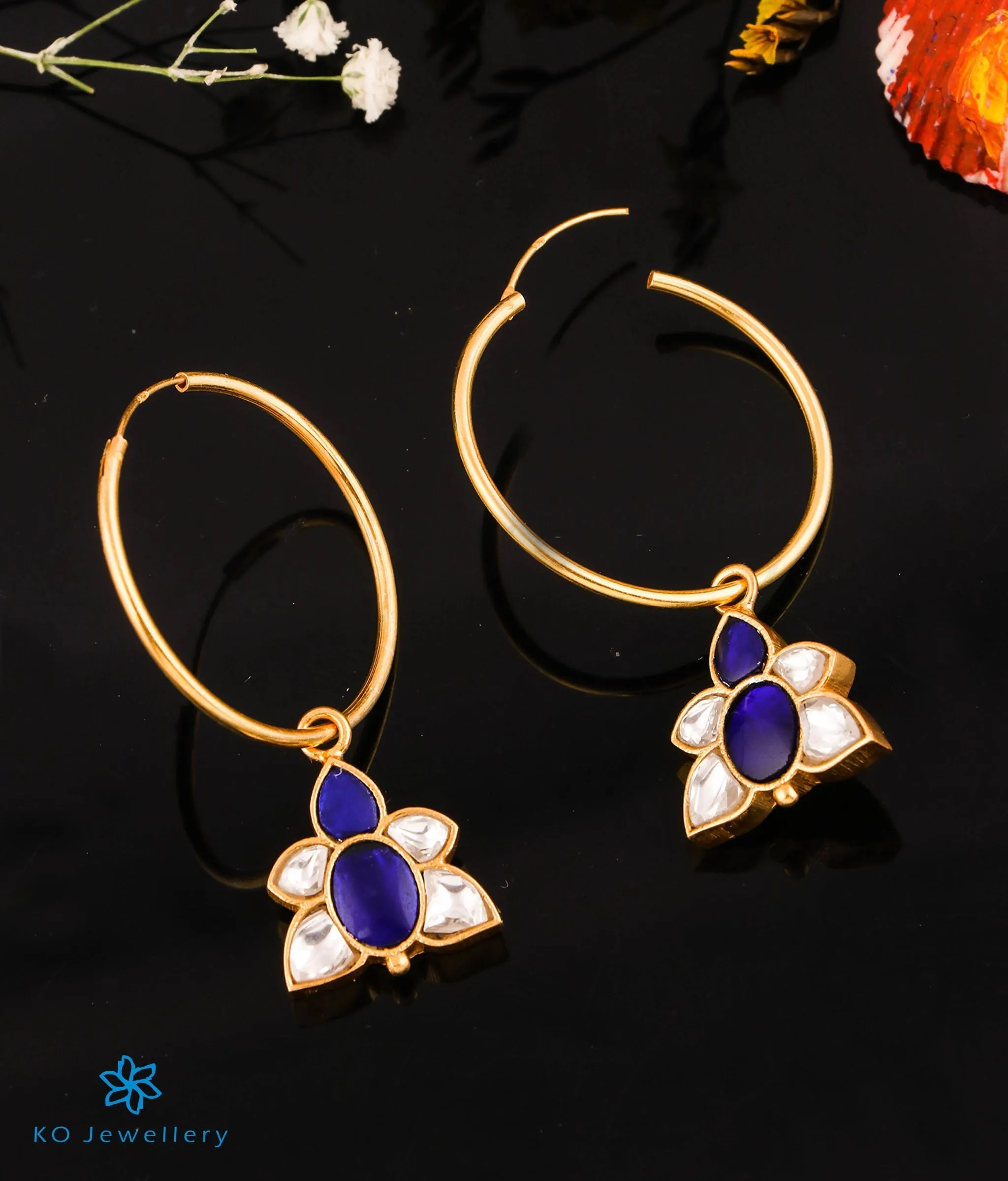 The Amaya Silver Kundan Hoops