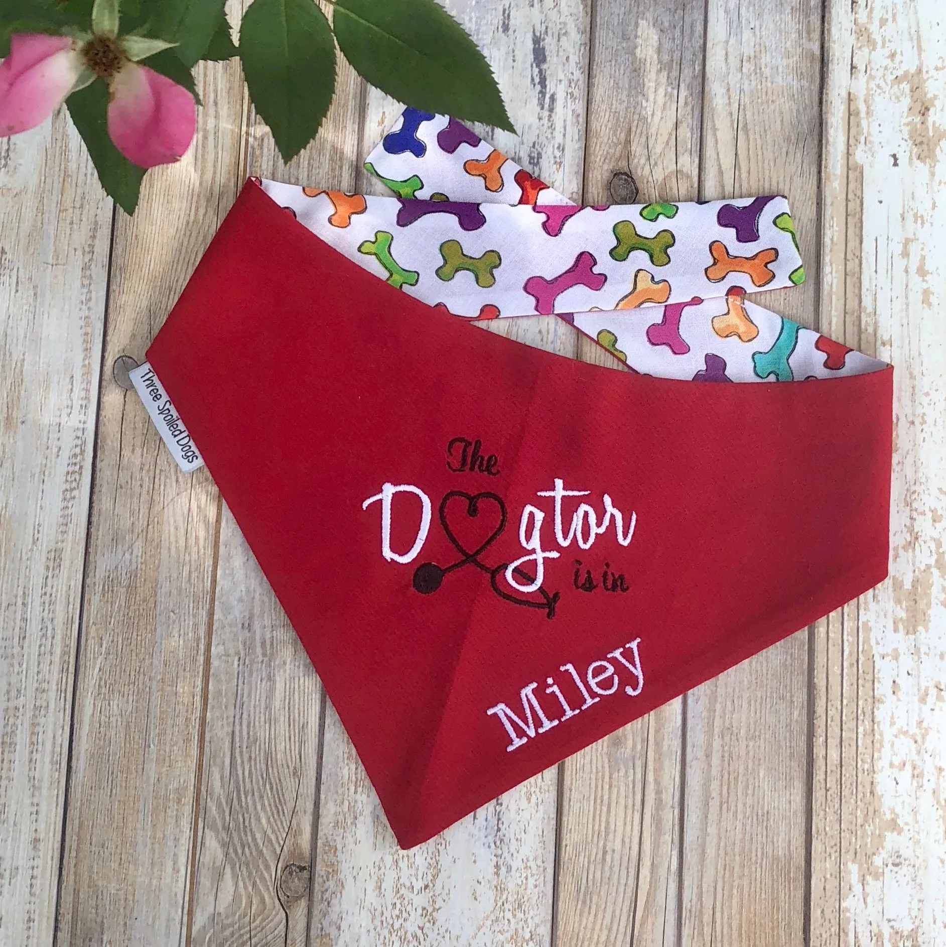 The Dogtor is In - Therapy Dog Bandana - Customize with Pets Name