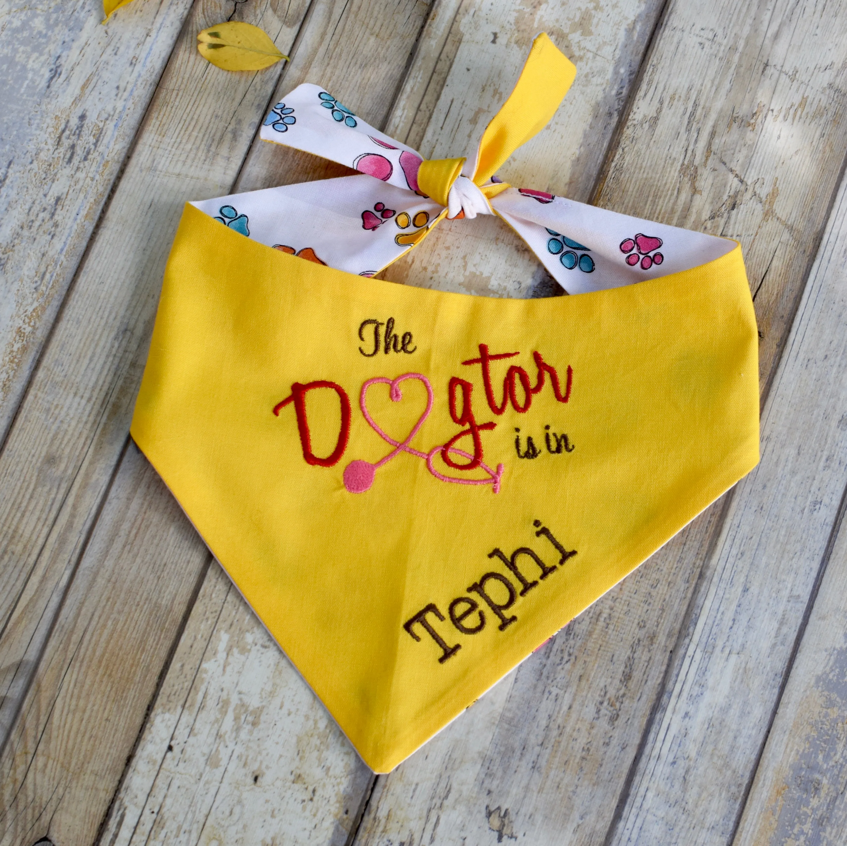 The Dogtor is In - Therapy Dog Bandana - Customize with Pets Name