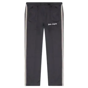 Thin Waist Slim Track Pants - Dark Grey/Off-White