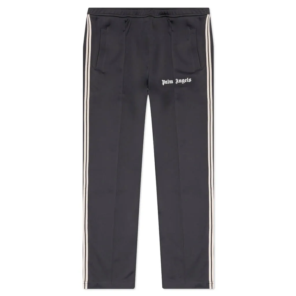 Thin Waist Slim Track Pants - Dark Grey/Off-White