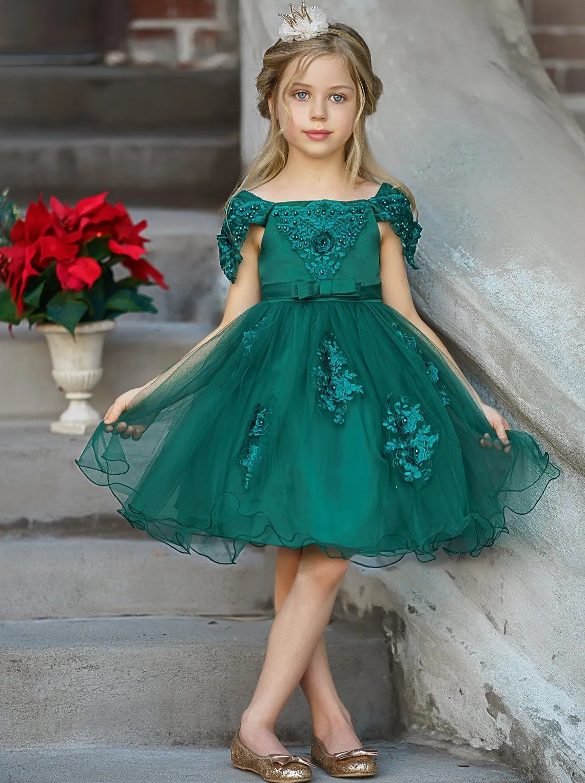 'Tis The Season Lace Applique Holiday Dress