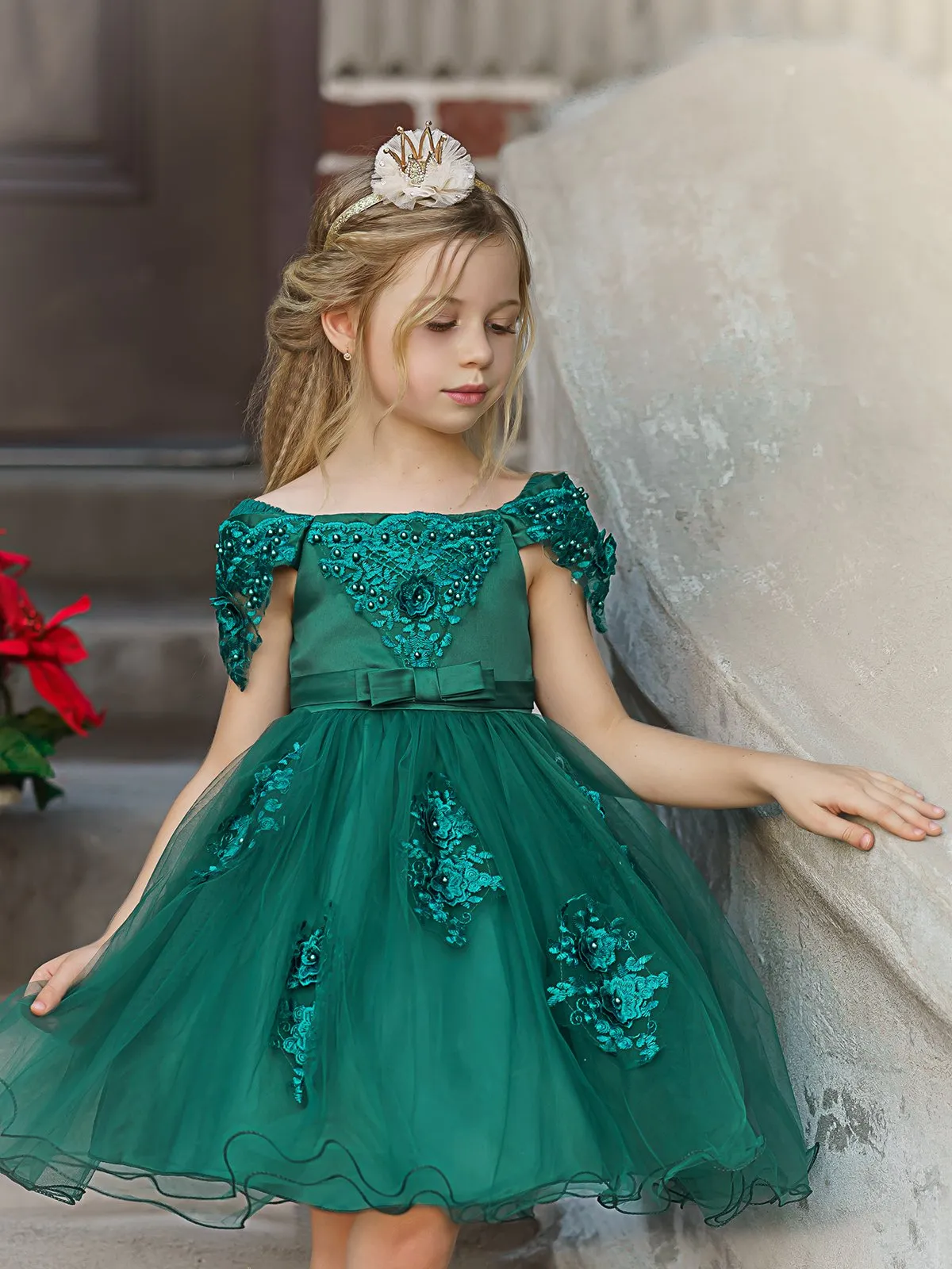 'Tis The Season Lace Applique Holiday Dress